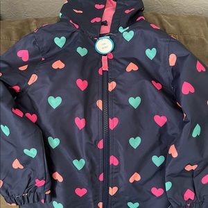 Girls Cater’s Heart Rain Jacket with Hood Size 4T